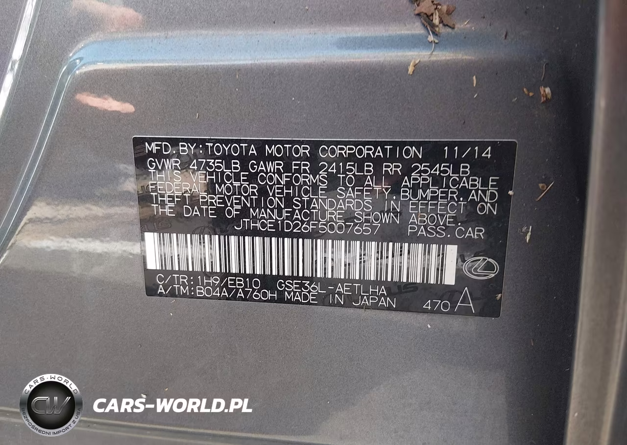 2015 Lexus Is 350 VIN:JTHCE1D26F5007657 - 9