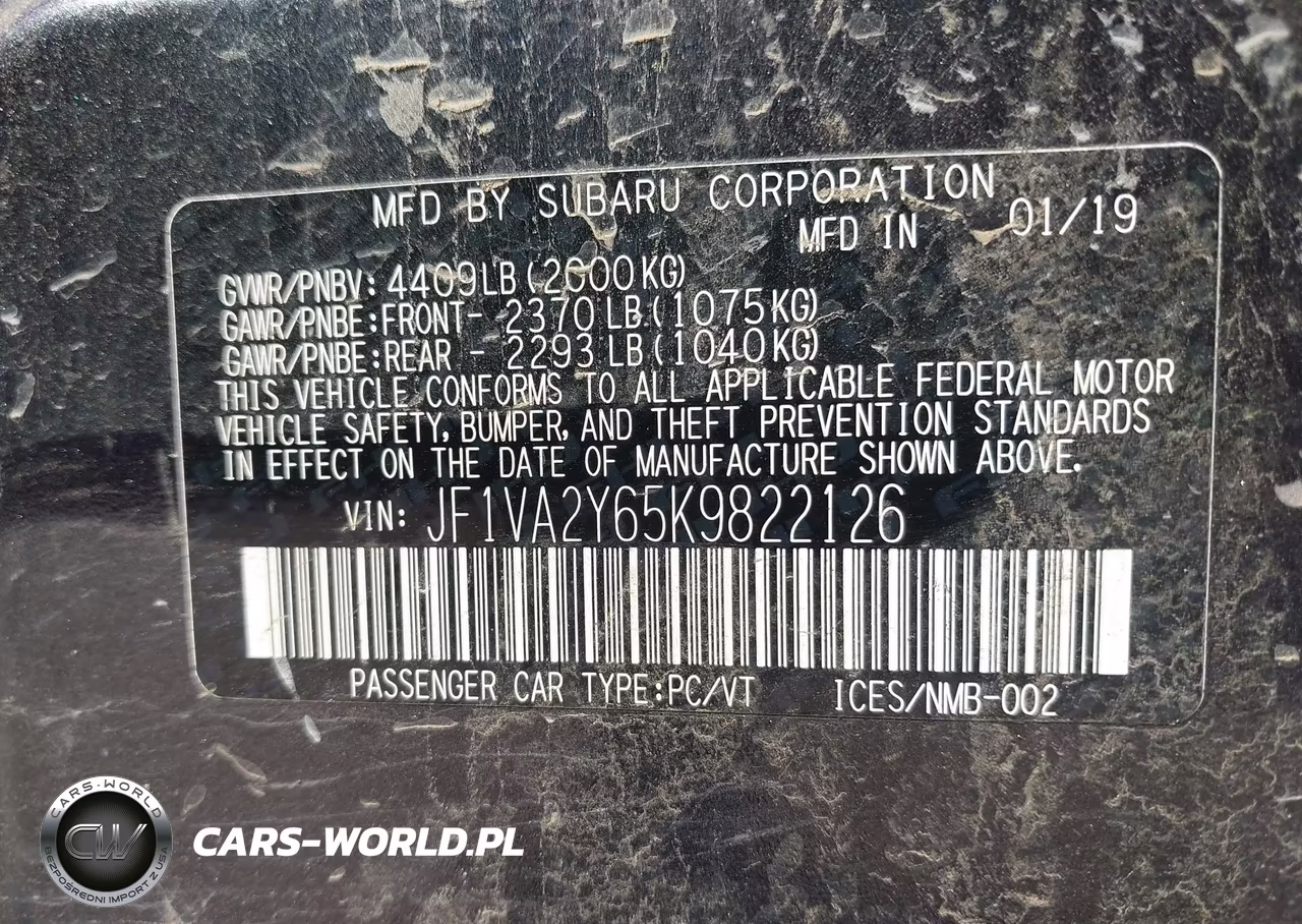 2019 Subaru Wrx Sti Limited VIN:JF1VA2Y65K9822126 - 9