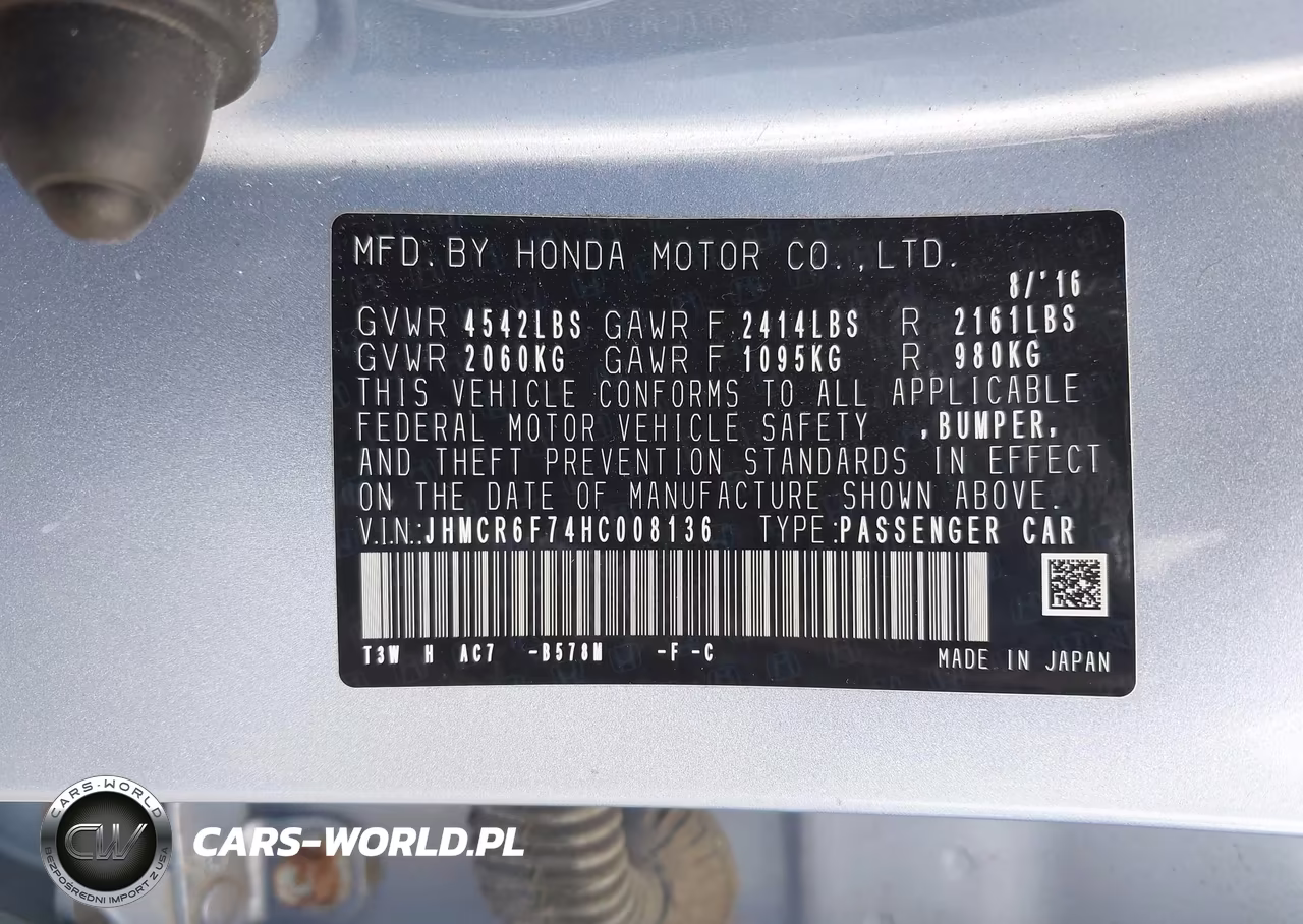 HONDA ACCORD TOU VIN:JHMCR6F74HC008136 - 9