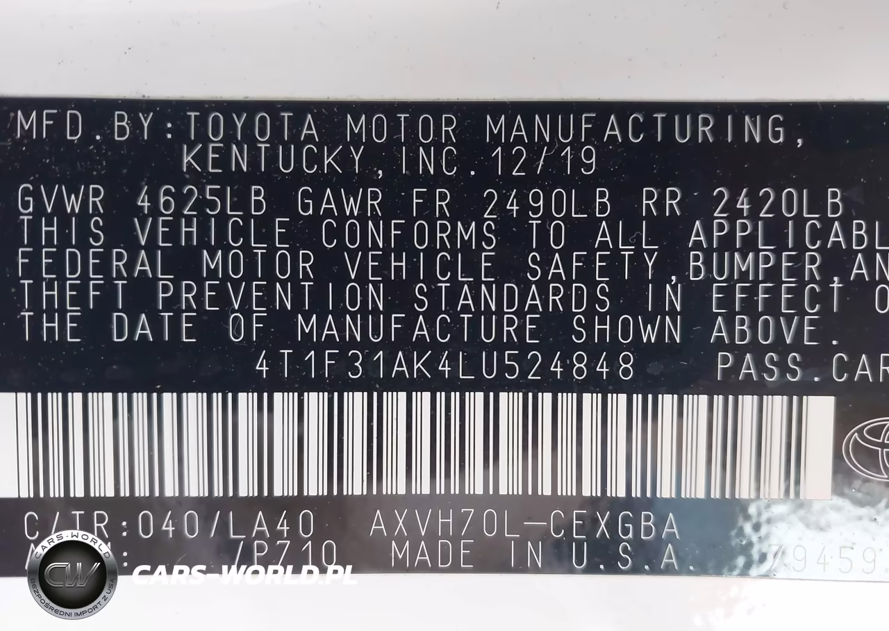 2020 Toyota Camry Xle Hybrid VIN:4T1F31AK4LU524848 - 9