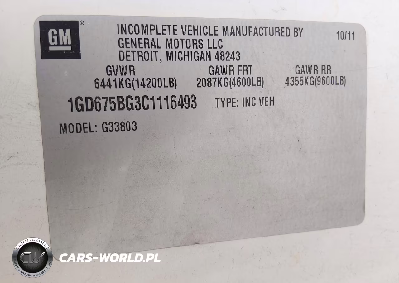 2012 GMC Savana Cutaway 4500 Series VIN:1GD675BG3C1116493 - 8