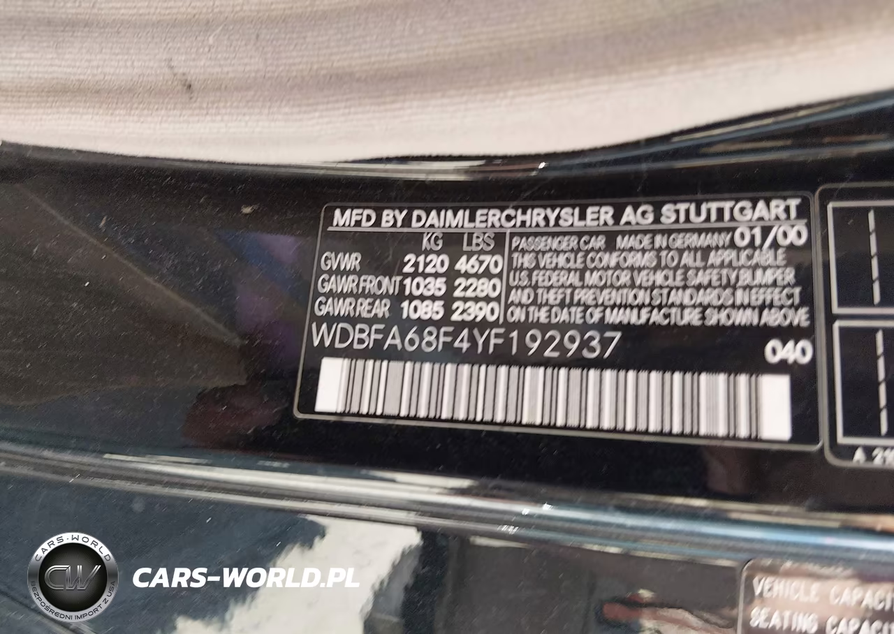 2000 Mercedes-Benz Sl 500 VIN:WDBFA68F4YF192937 - 9