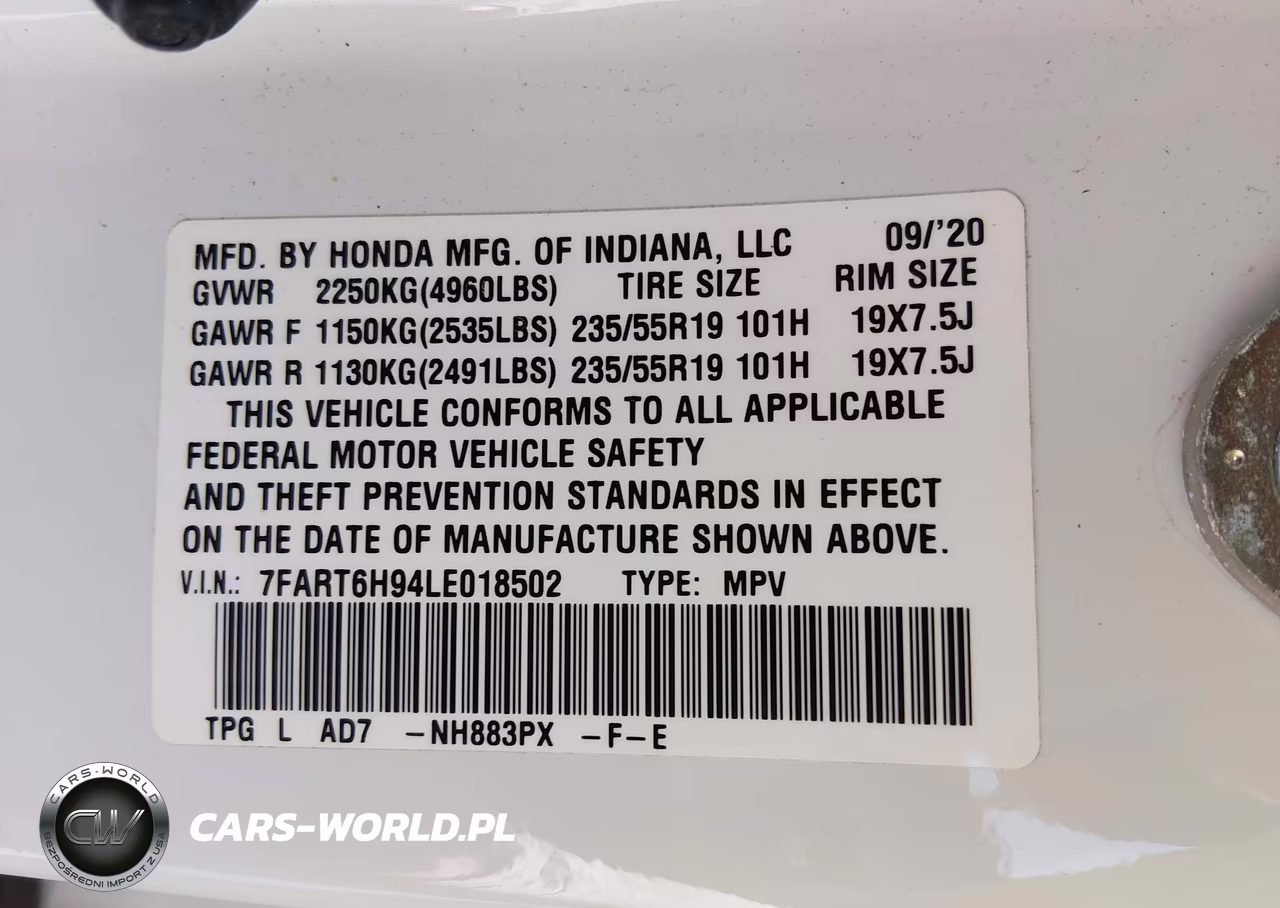 2020 Honda Cr-V Hybrid Touring VIN:7FART6H94LE018502 - 9