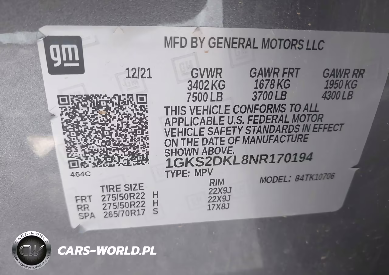 2022 GMC Yukon 4Wd Denali VIN:1GKS2DKL8NR170194 - 9
