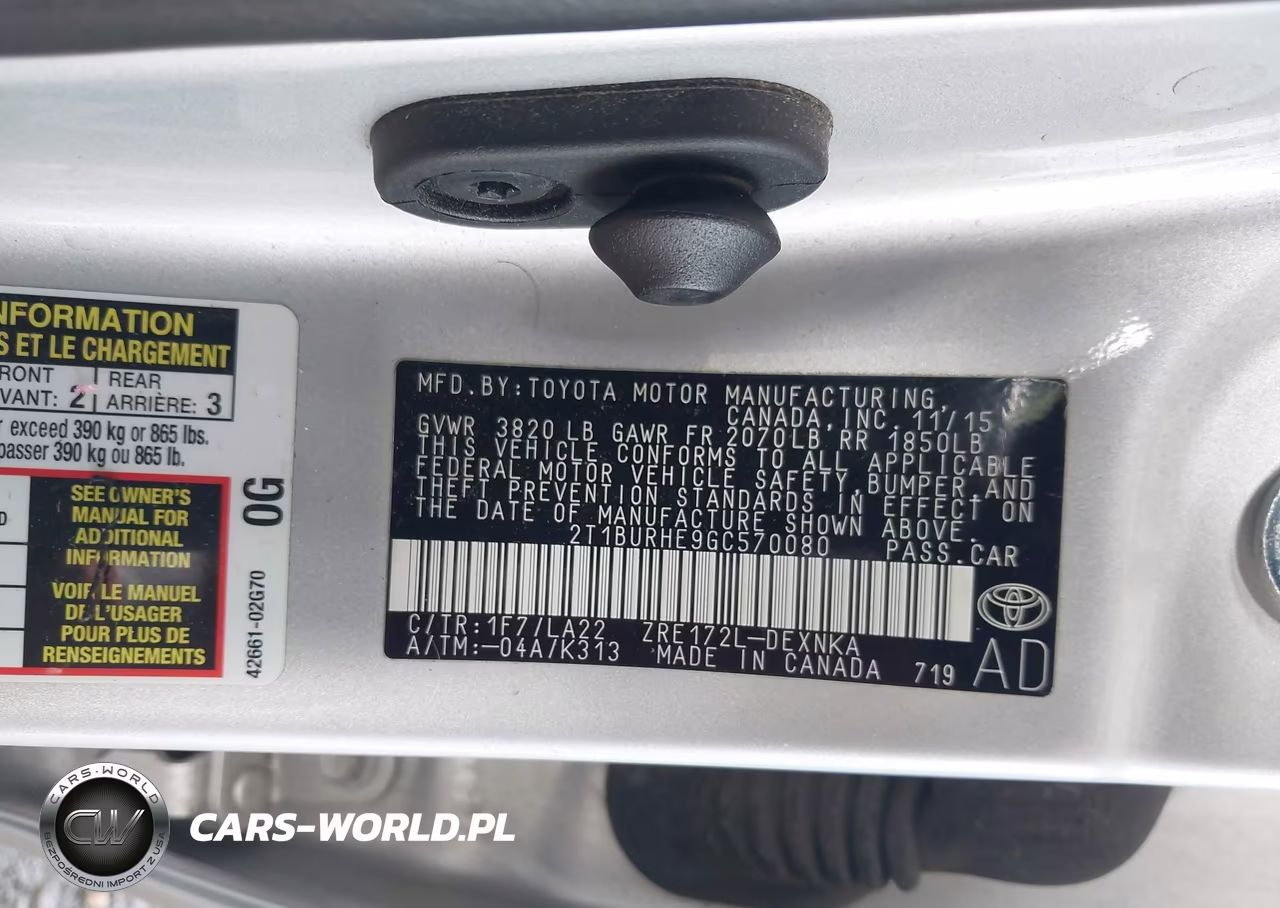 2016 Toyota Corolla Le Premium VIN:2T1BURHE9GC570080 - 9