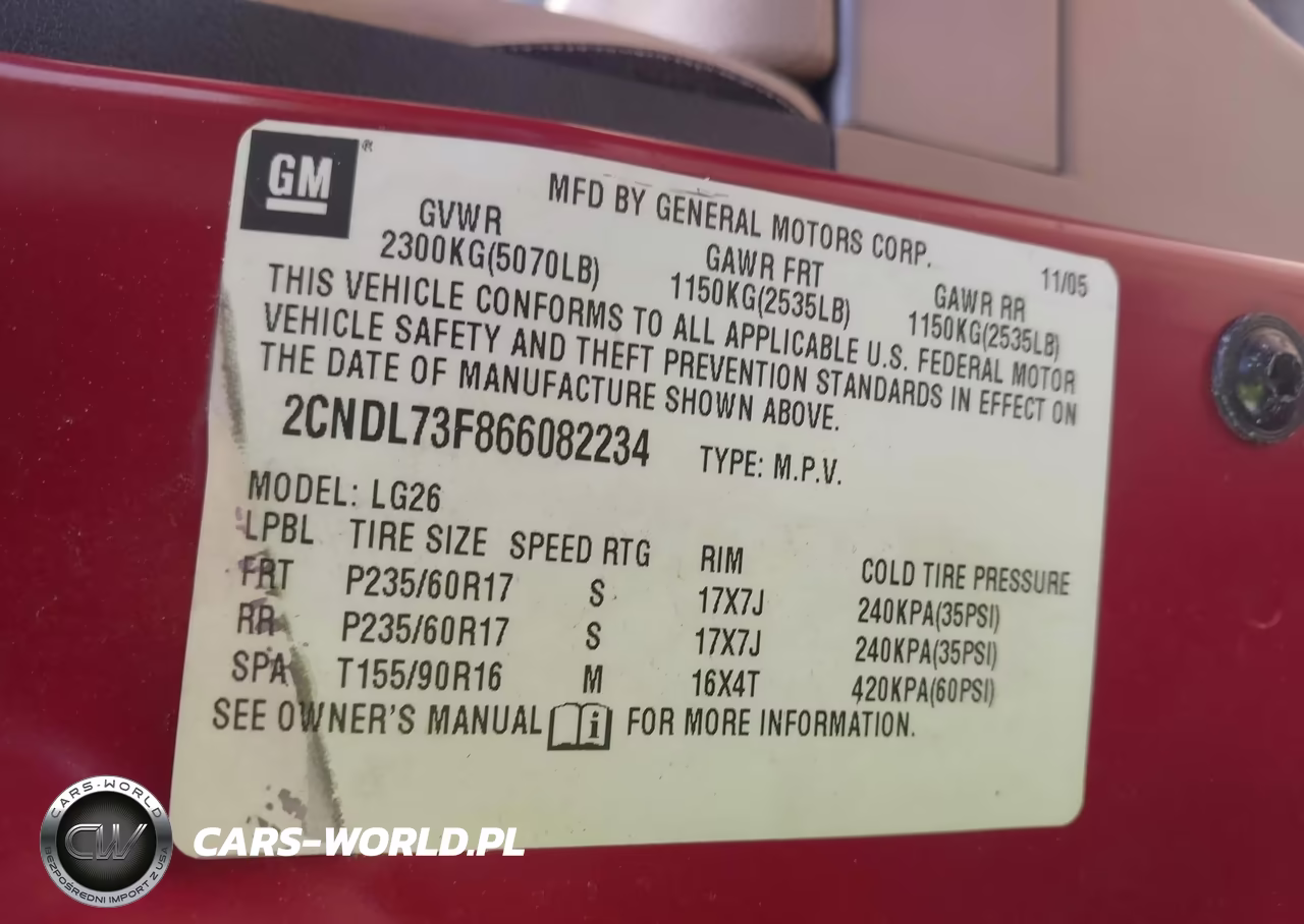 2006 Chevrolet Equinox Lt VIN:2CNDL73F866082234 - 9