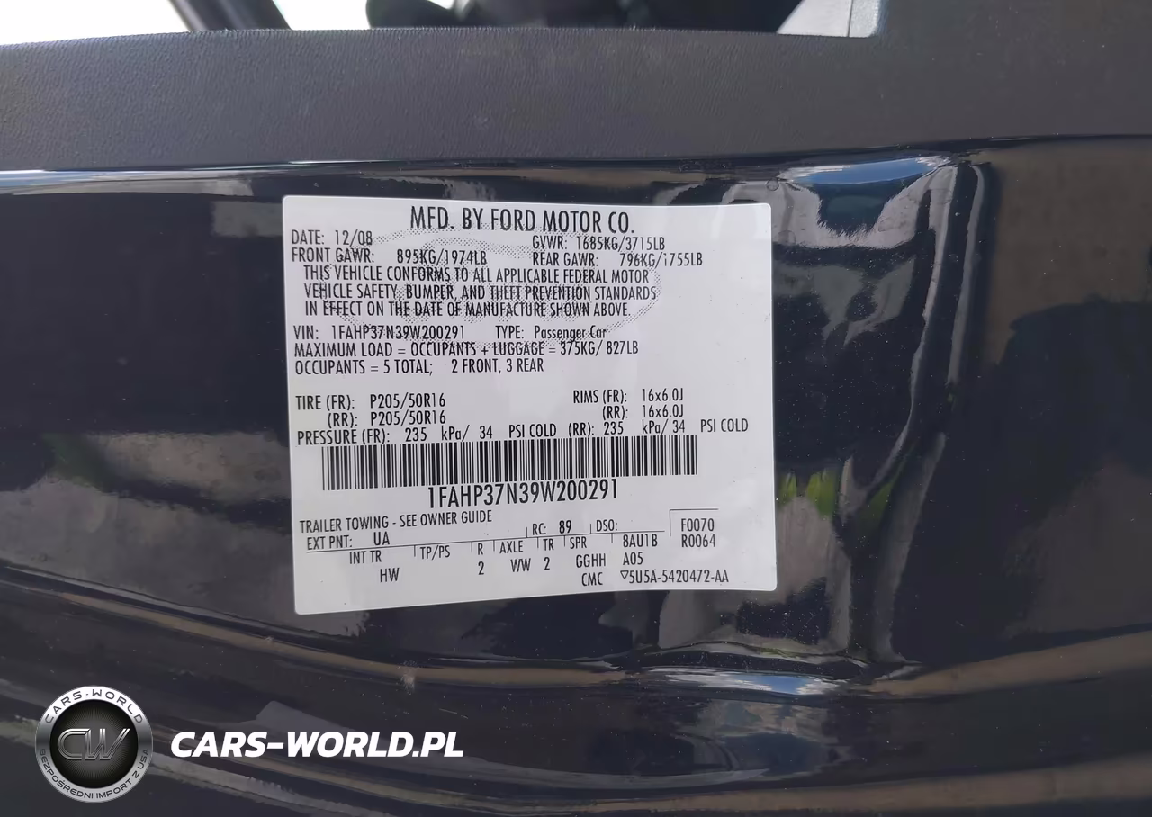 2009 Ford Focus Sel VIN:1FAHP37N39W200291 - 9