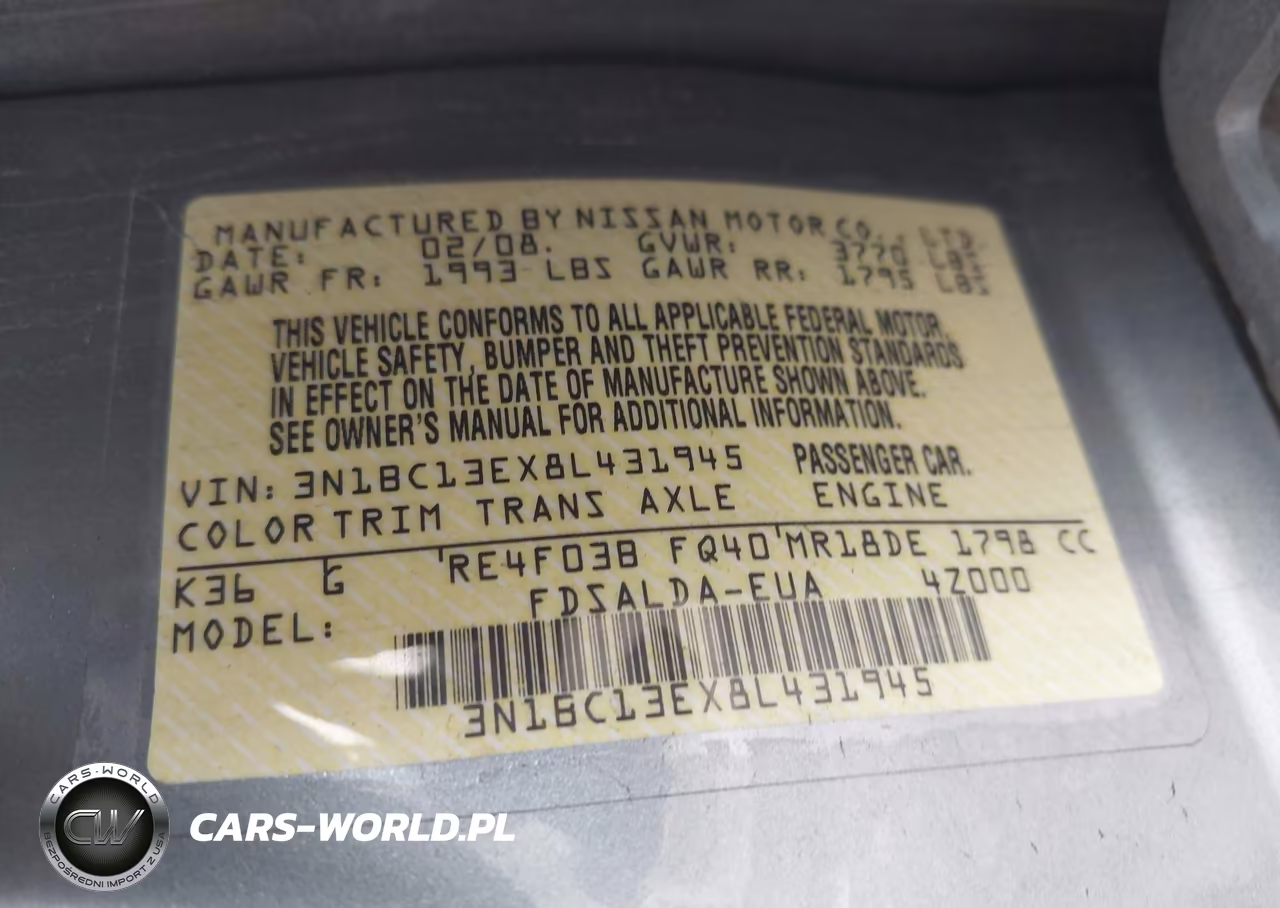 2008 Nissan Versa 1.8 S VIN:3N1BC13EX8L431945 - 9