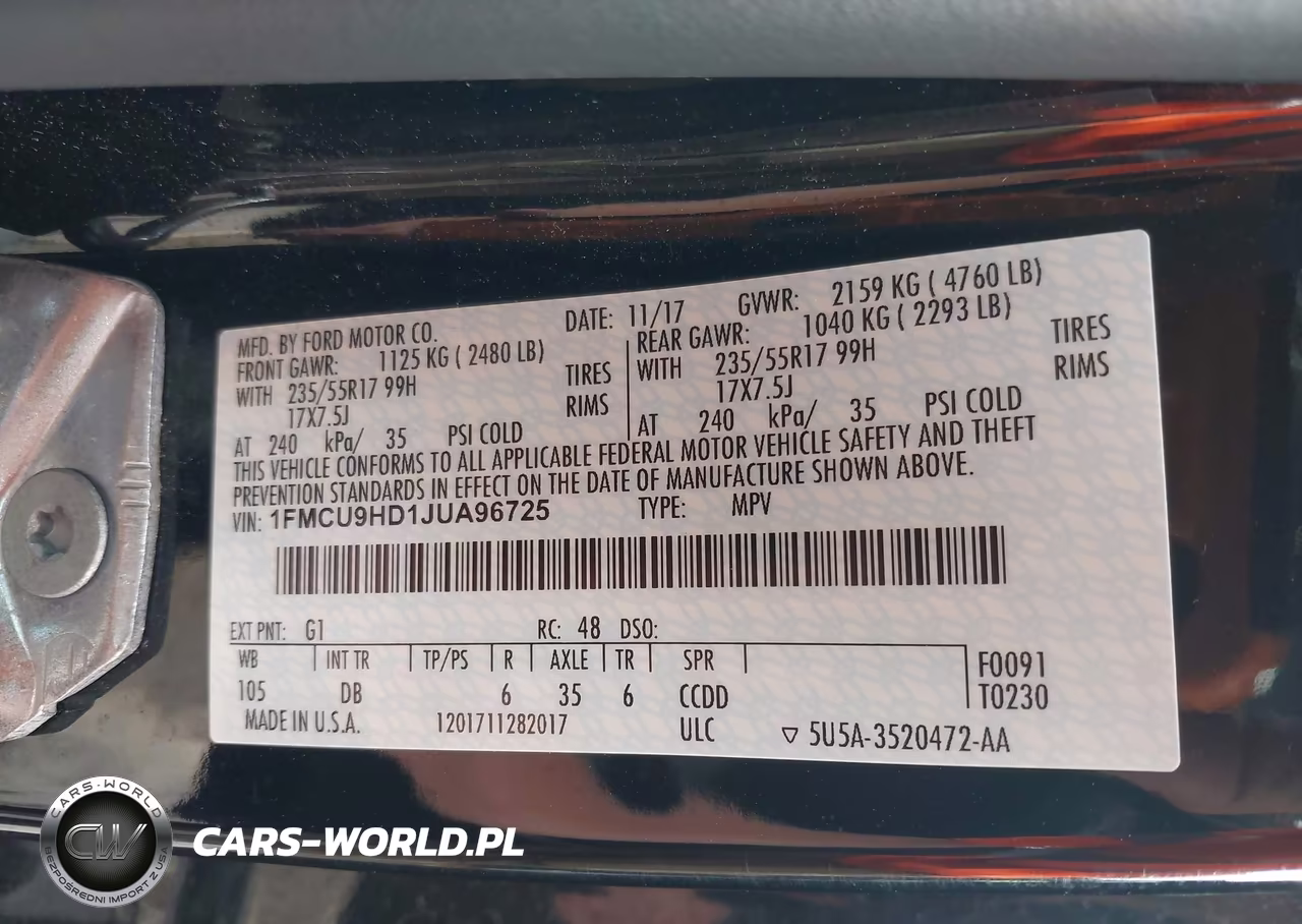 2018 Ford Escape Sel VIN:1FMCU9HD1JUA96725 - 9
