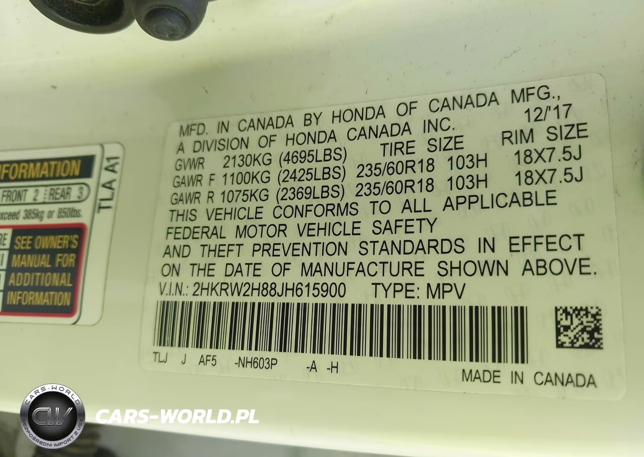 2018 Honda Cr-V VIN:2HKRW2H88JH615900 - 9