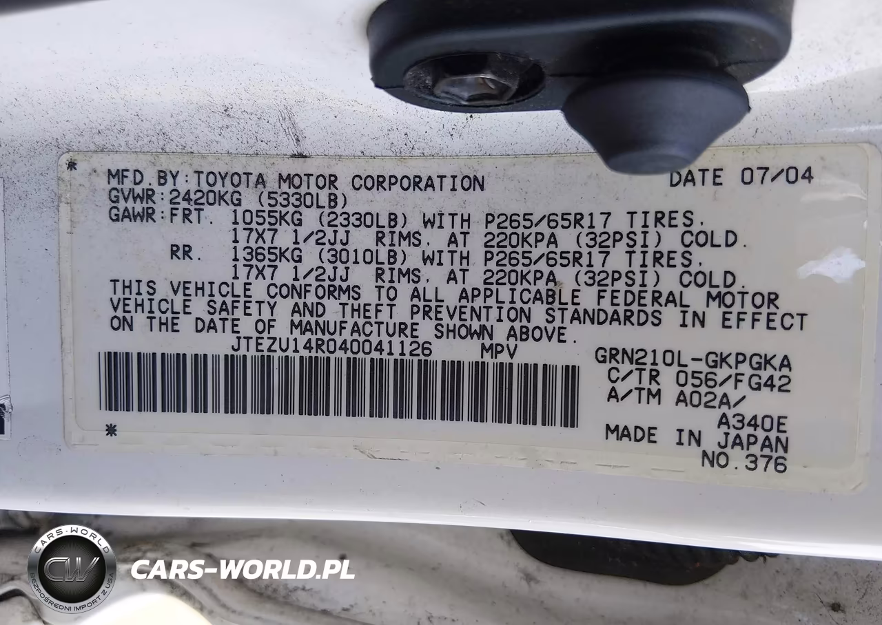 2004 Toyota 4Runner Sr5 V6 VIN:JTEZU14R040041126 - 9