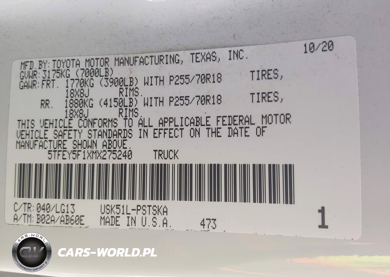 2021 Toyota Tundra Sr5 VIN:5TFEY5F1XMX275240 - 9
