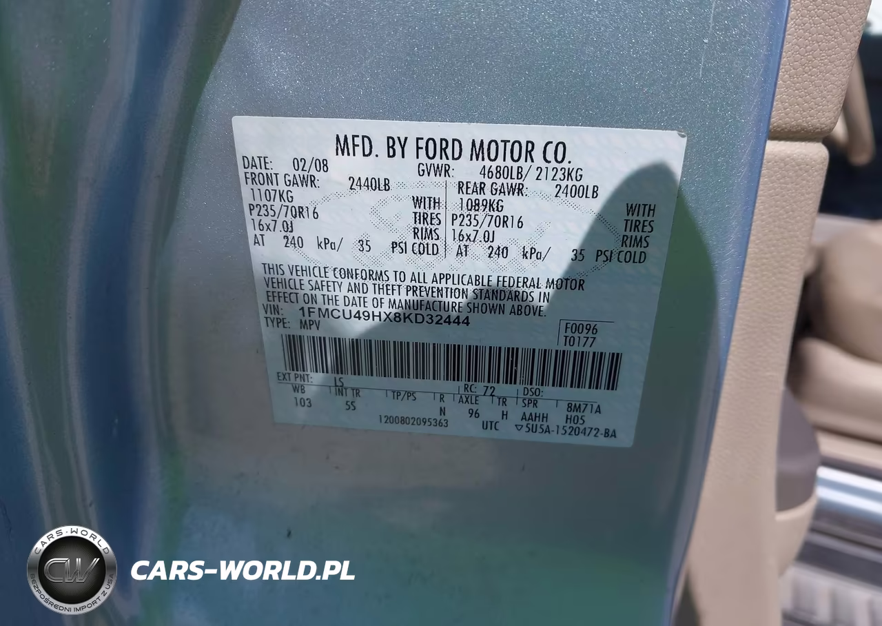 2008 Ford Escape Hybrid VIN:1FMCU49HX8KD32444 - 9