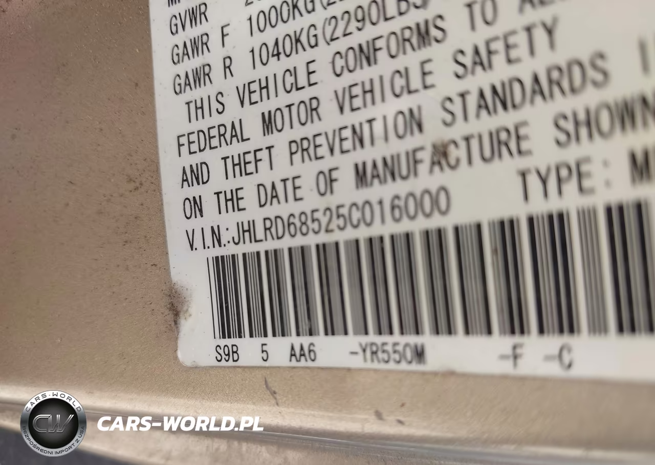 2005 Honda Cr-V Lx VIN:JHLRD68525C016000 - 9
