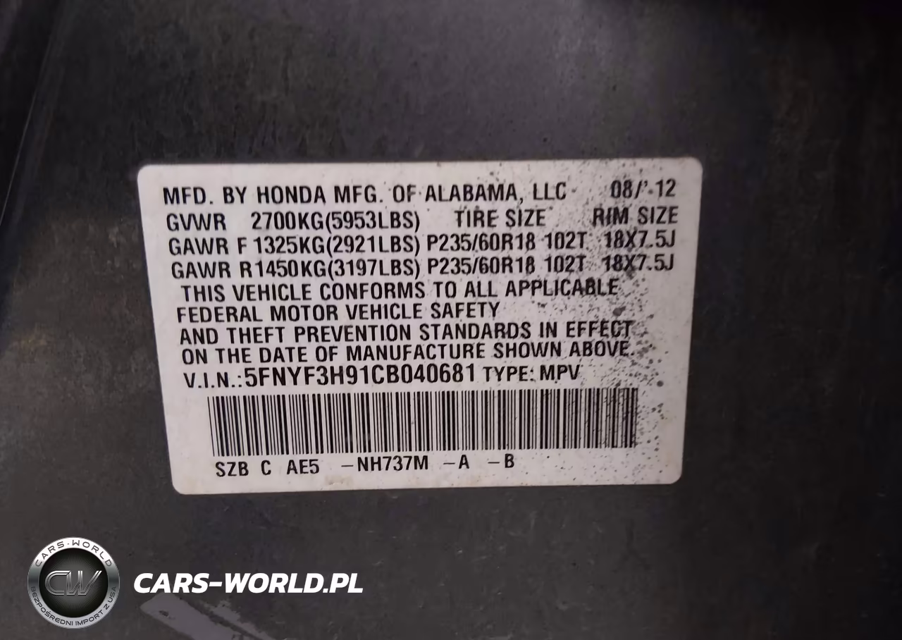 2012 Honda Pilot Touring VIN:5FNYF3H91CB040681 - 9