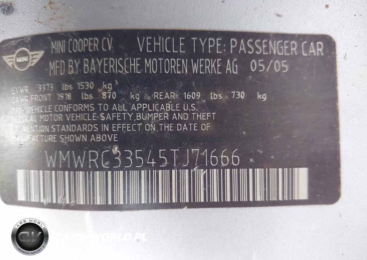 2005 Mini Cooper VIN:WMWRC33545TJ71666 - 9