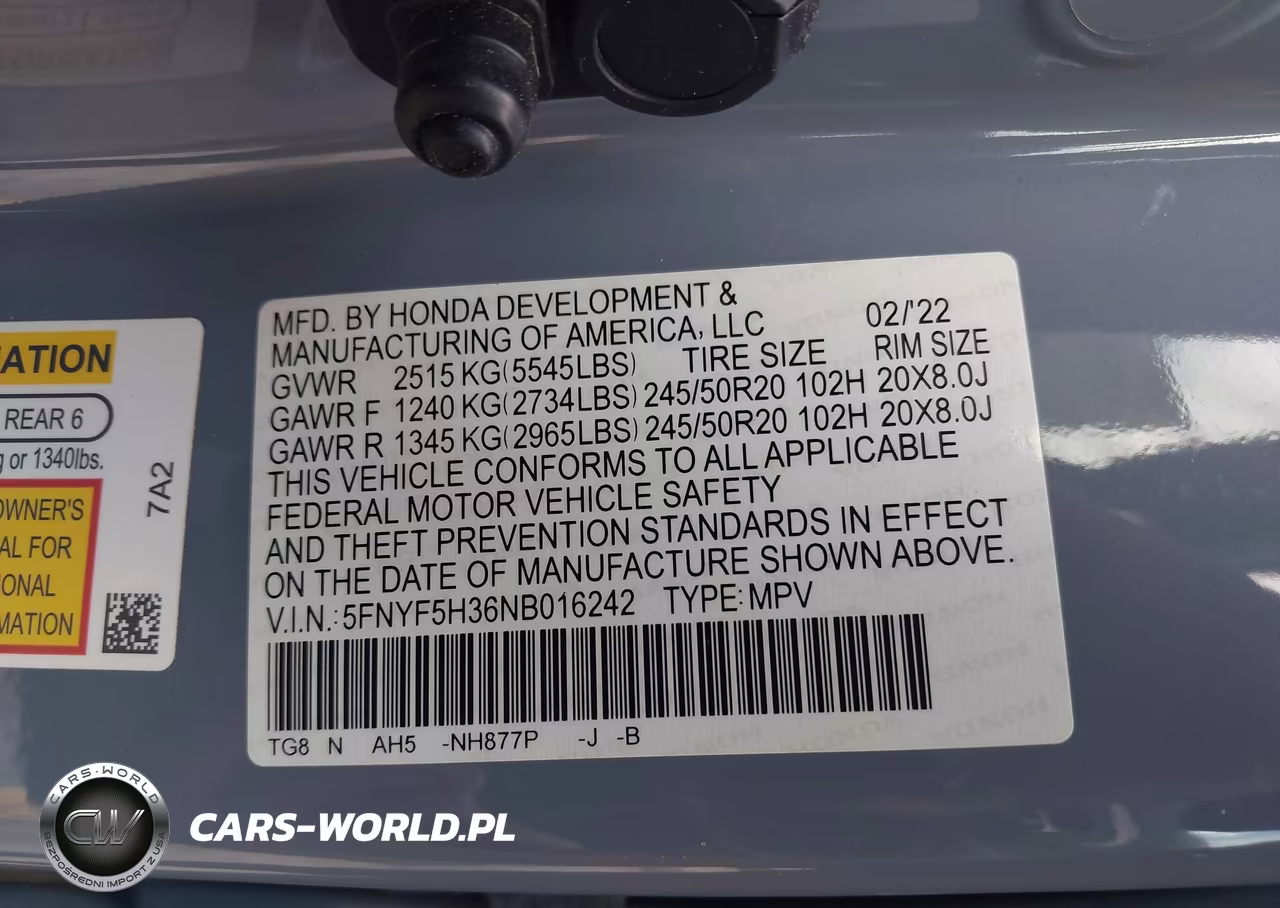 2022 Honda Pilot 2Wd Sport VIN:5FNYF5H36NB016242 - 9