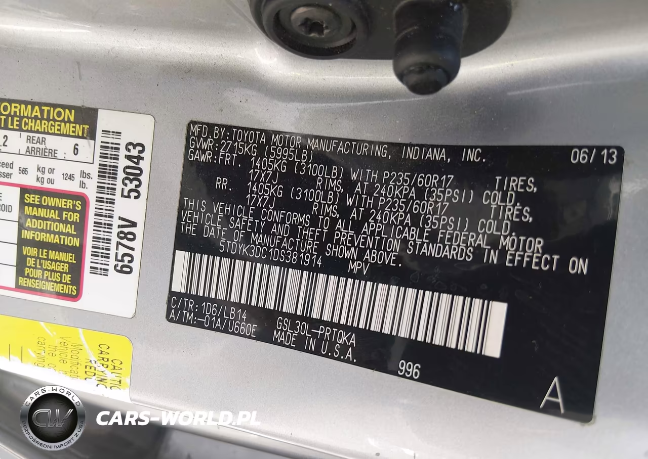 2013 Toyota Sienna Xle V6 8 Passenger VIN:5TDYK3DC1DS381914 - 9