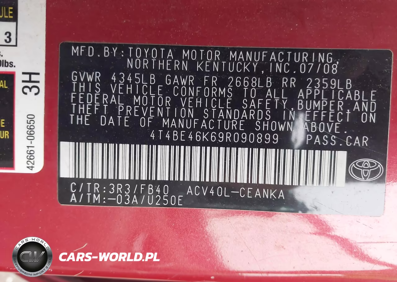 2009 Toyota Camry Le VIN:4T4BE46K69R090899 - 9