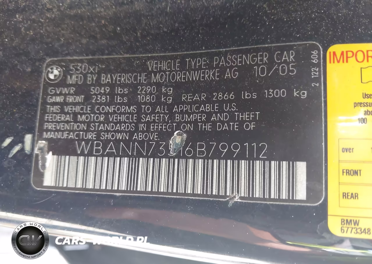 2006 BMW 530Xit VIN:WBANN73516B799112 - 9