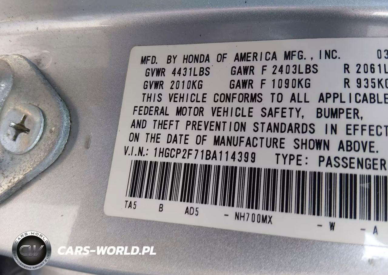 2011 Honda Accord 2.4 Ex VIN:1HGCP2F71BA114399 - 9