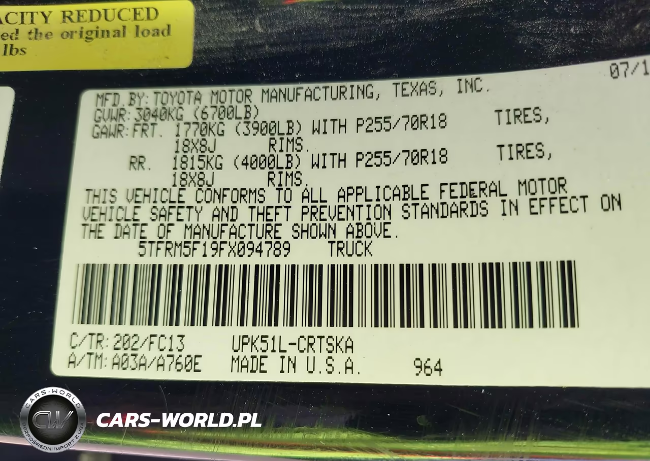 2015 Toyota Tundra Sr5 4.6L V8 VIN:5TFRM5F19FX094789 - 9