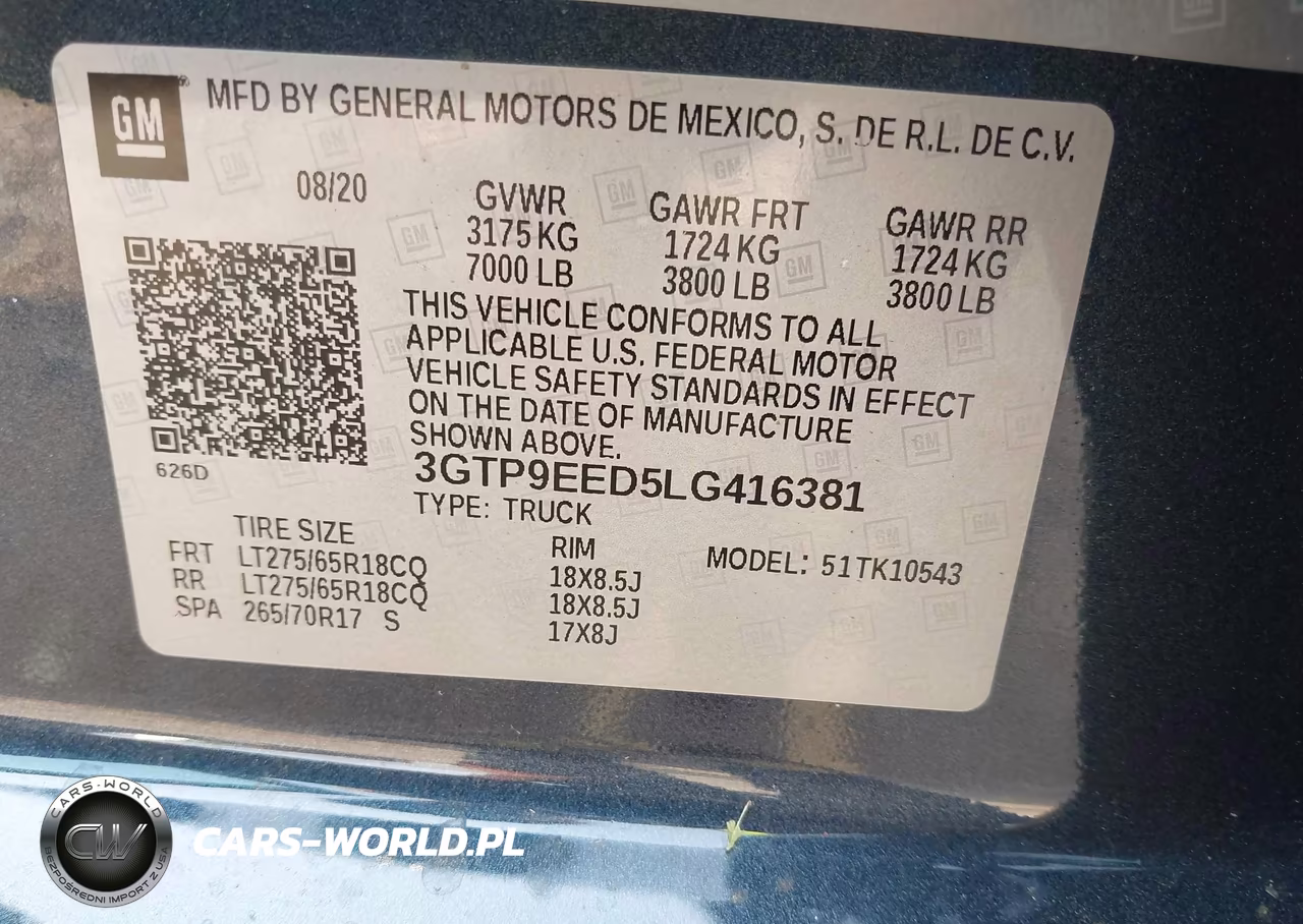 2020 GMC Sierra 1500 4Wd Short Box At4 VIN:3GTP9EED5LG416381 - 9
