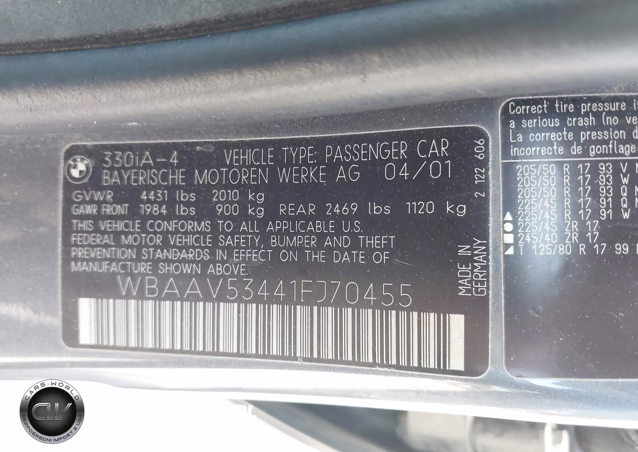 2001 BMW 330I VIN:WBAAV53441FJ70455 - 9