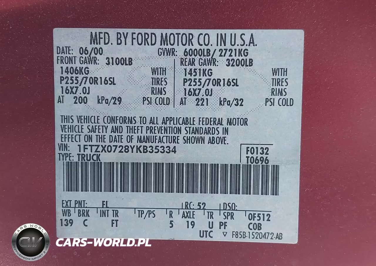 2000 Ford F-150 Xl-Xlt VIN:1FTZX0728YKB35334 - 9