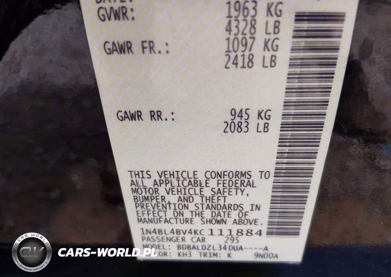2019 Nissan Altima 2.5 S VIN:1N4BL4BV4KC111884 - 9