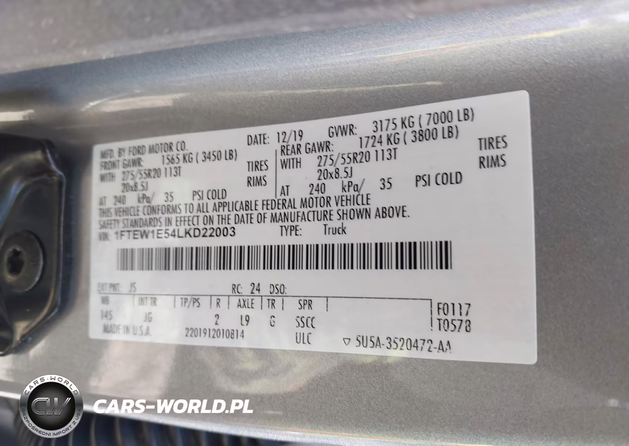 2020 Ford F-150 Xl VIN:1FTEW1E54LKD22003 - 9