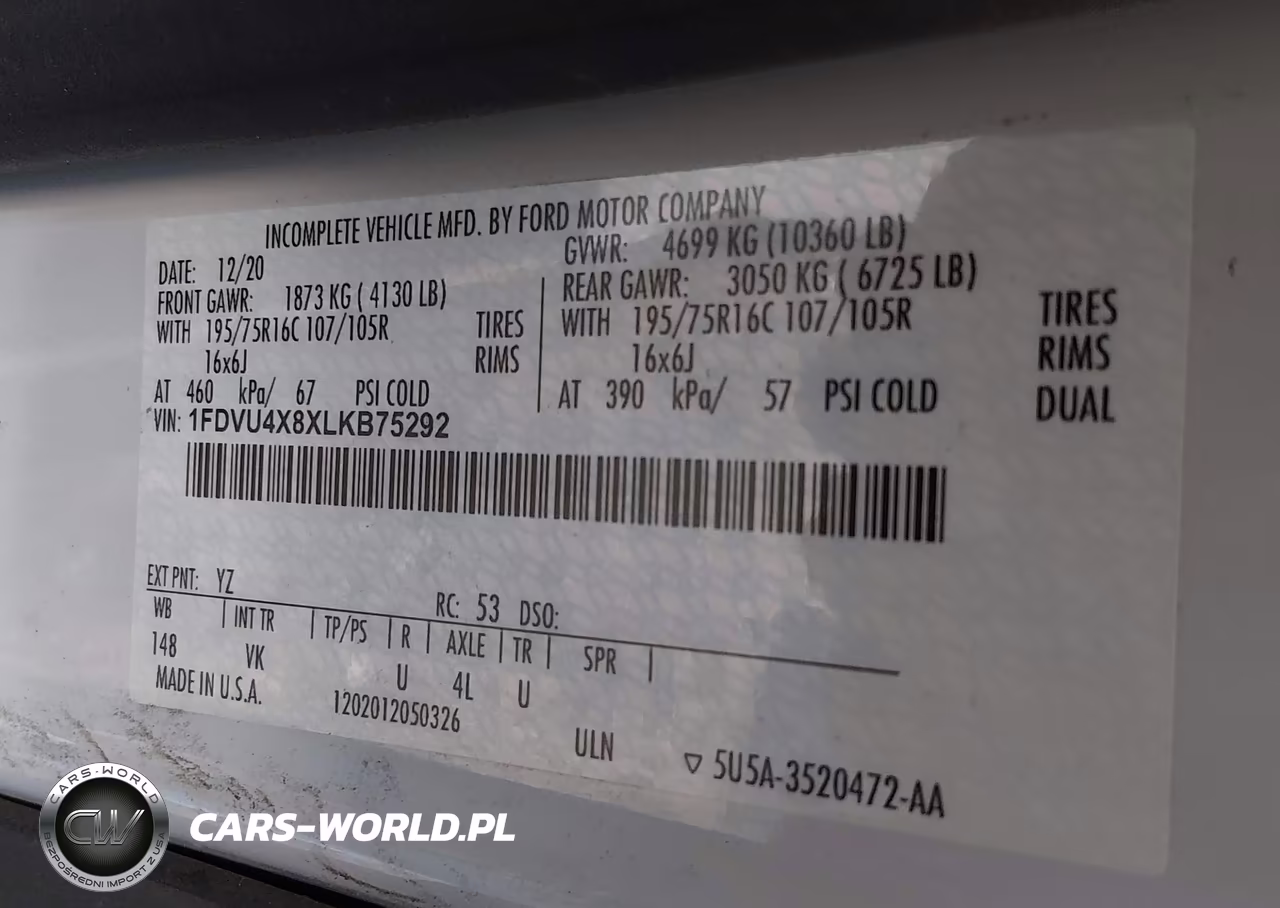 2020 Ford Transit-350 Passenger Van Xl VIN:1FDVU4X8XLKB75292 - 8