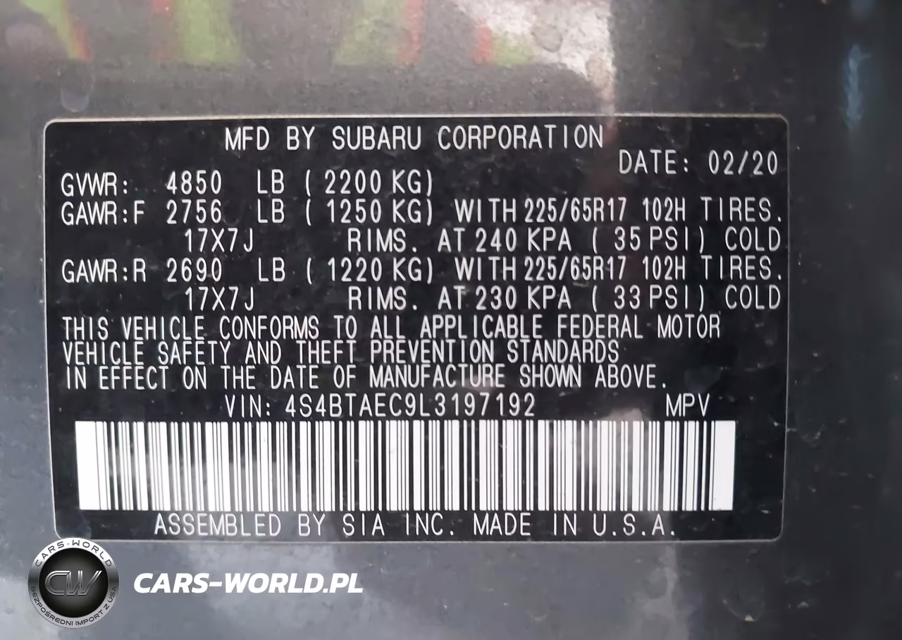2020 Subaru Outback Premium VIN:4S4BTAEC9L3197192 - 9