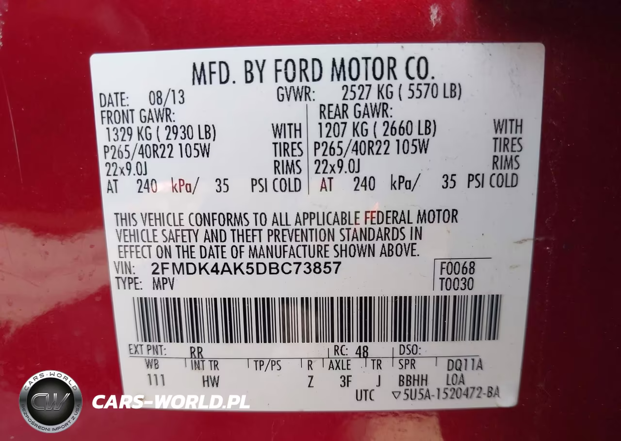 2013 Ford Edge Sport VIN:2FMDK4AK5DBC73857 - 9
