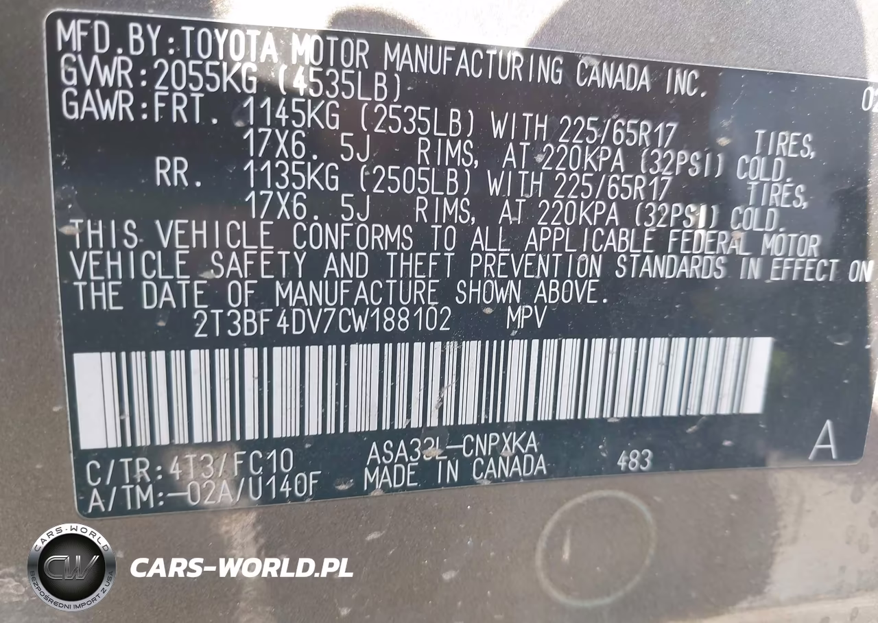 2012 Toyota Rav4 VIN:2T3BF4DV7CW188102 - 9