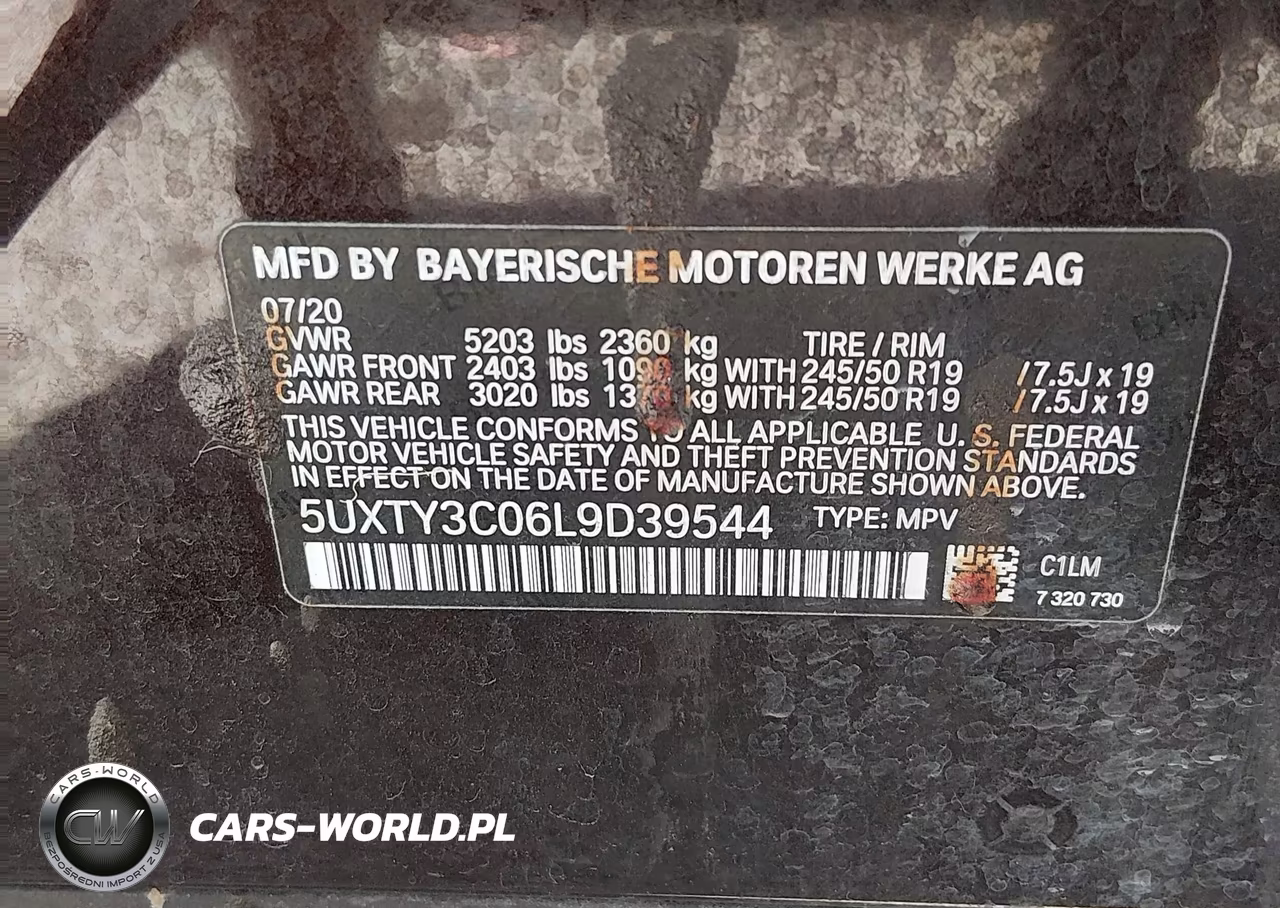 2020 BMW X3 Sdrive30I VIN:5UXTY3C06L9D39544 - 9