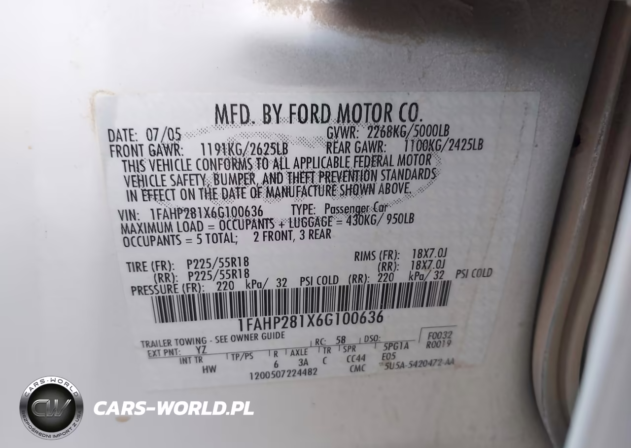 2006 Ford Five Hundred Limited VIN:1FAHP281X6G100636 - 9
