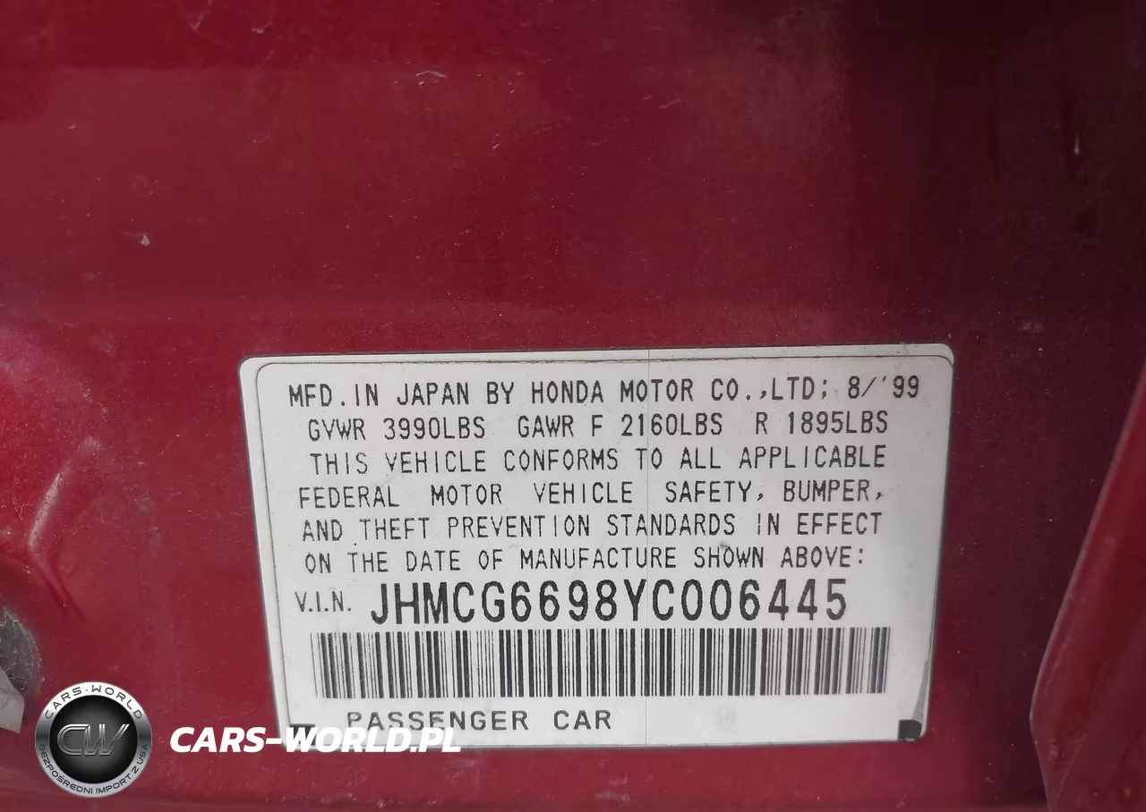 2000 Honda Accord 2.3 Se VIN:JHMCG6698YC006445 - 9