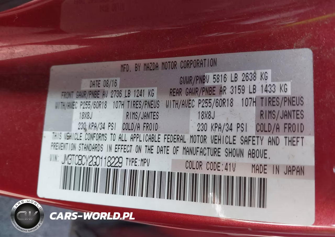 2016 Mazda Cx-9 Touring VIN:JM3TCBCY2G0118229 - 9