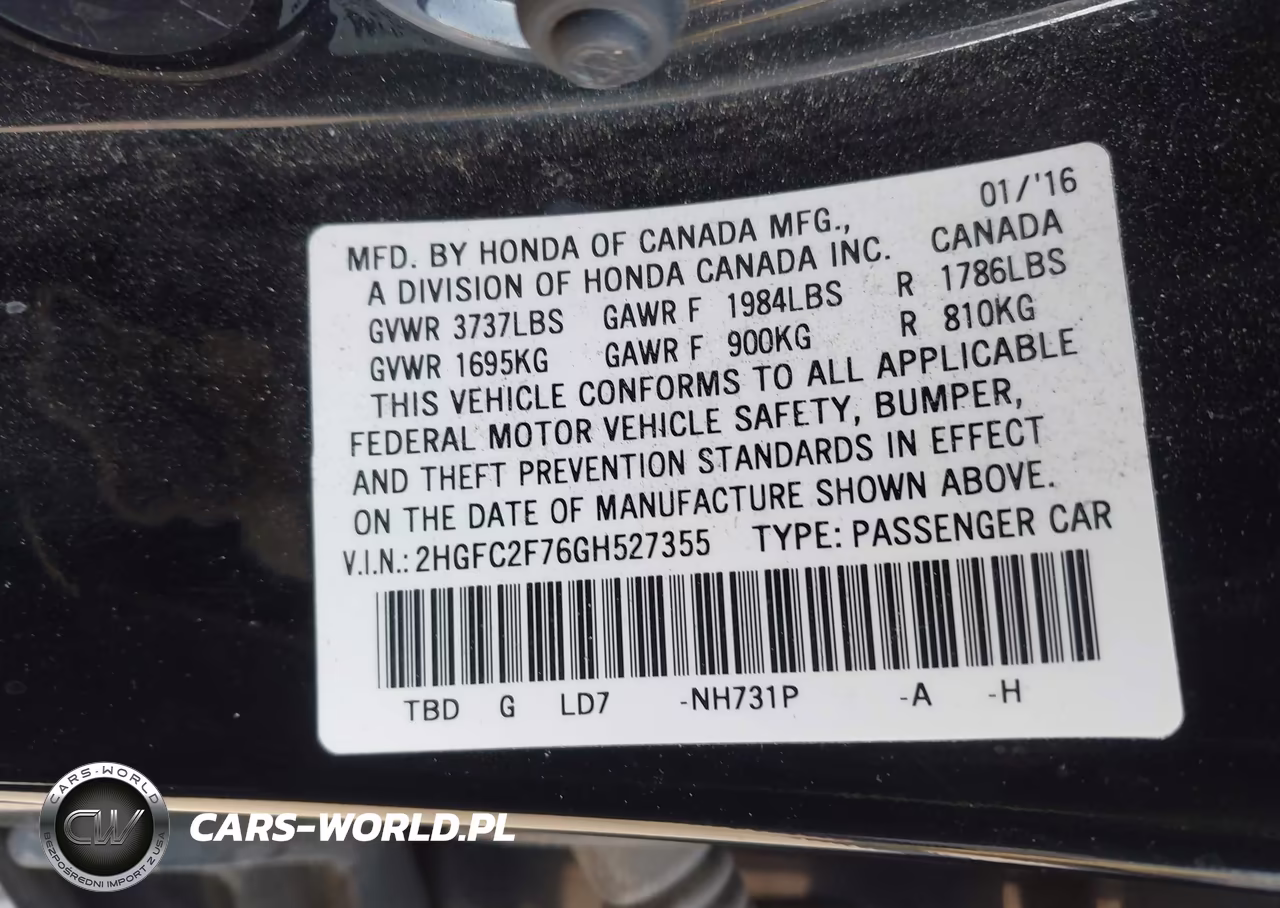 2016 Honda Civic Ex VIN:2HGFC2F76GH527355 - 9
