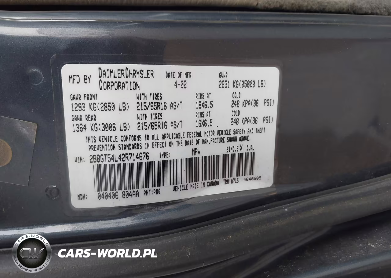 2002 Dodge Grand Caravan Es VIN:2B8GT54L42R714676 - 9