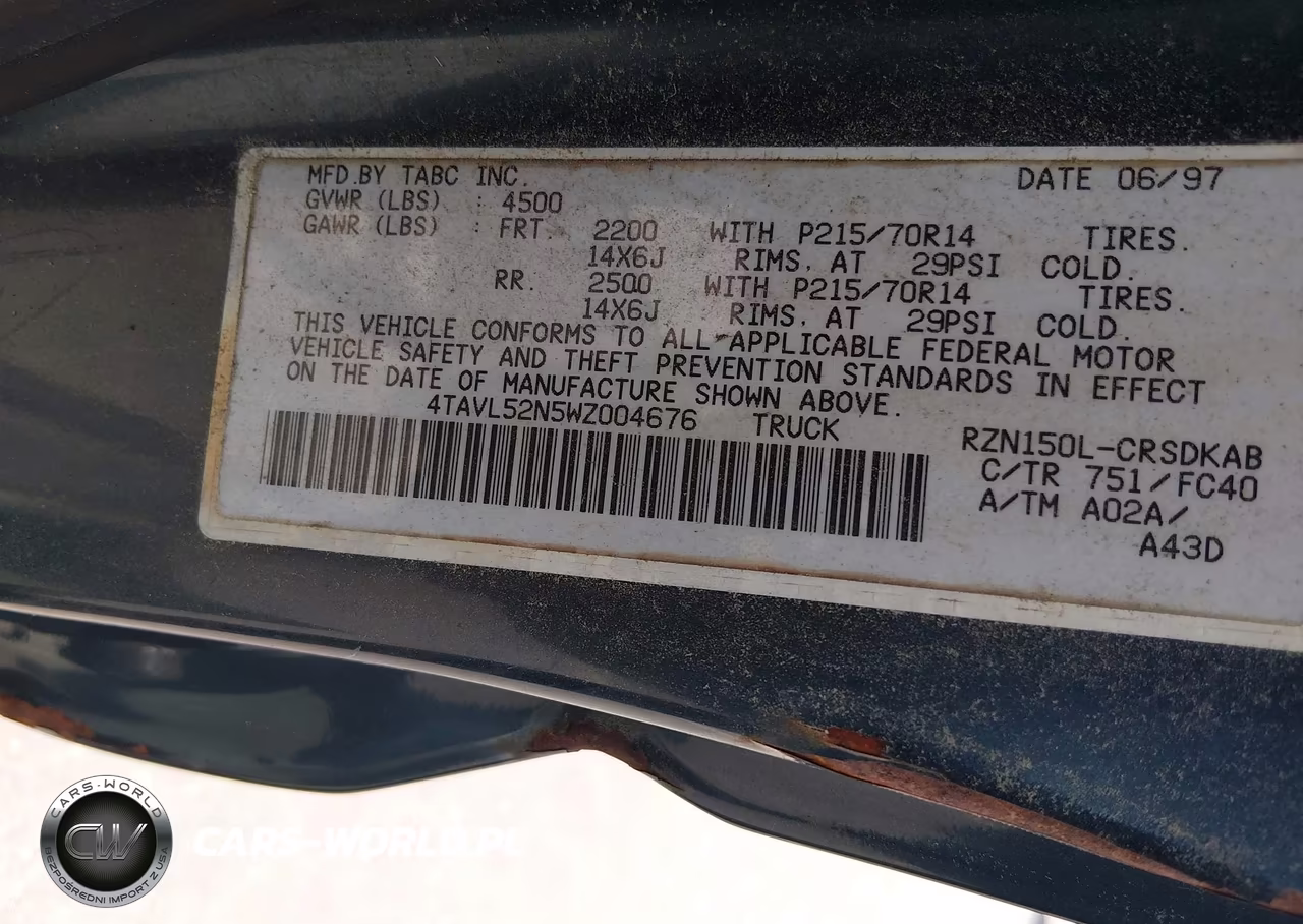 1998 Toyota Tacoma VIN:4TAVL52N5WZ004676 - 9