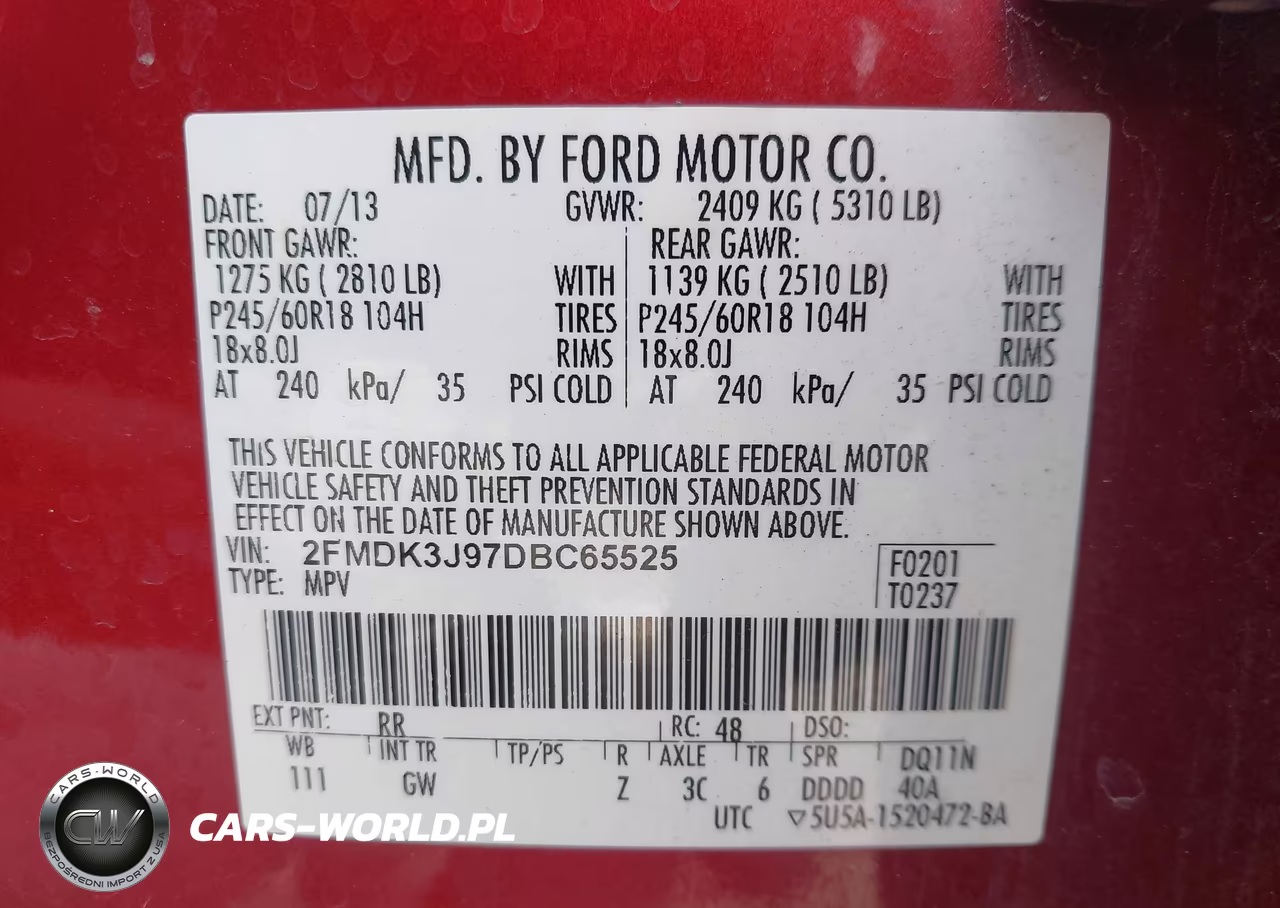 2013 Ford Edge Sel VIN:2FMDK3J97DBC65525 - 17