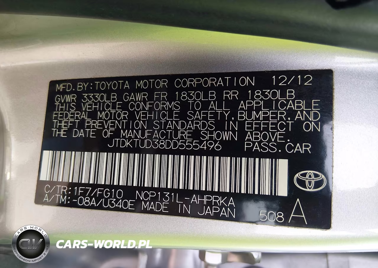 2013 Toyota Yaris Le VIN:JTDKTUD38DD555496 - 9
