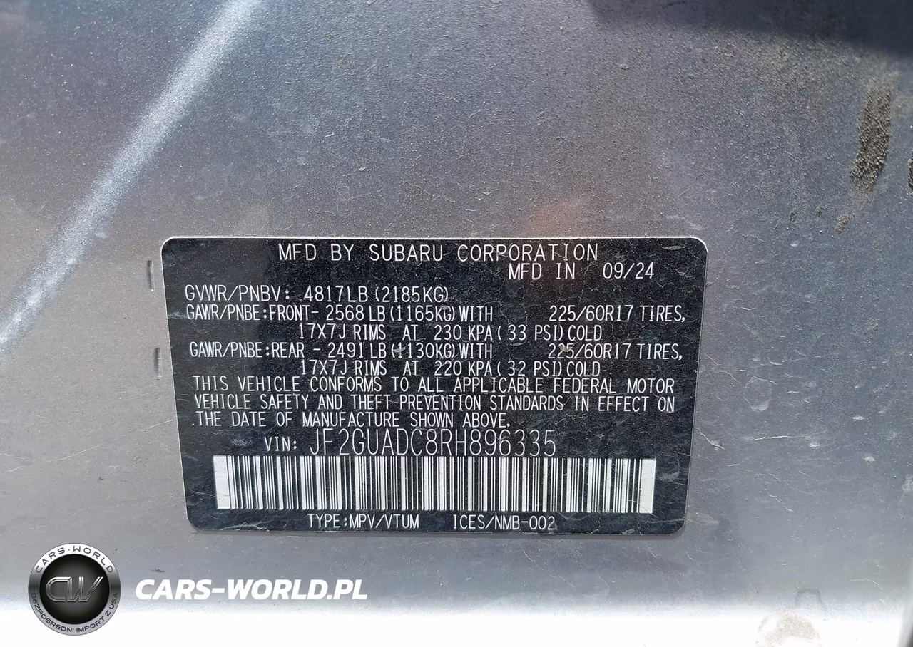 2024 Subaru Crosstrek Premium VIN:JF2GUADC8RH896335 - 9