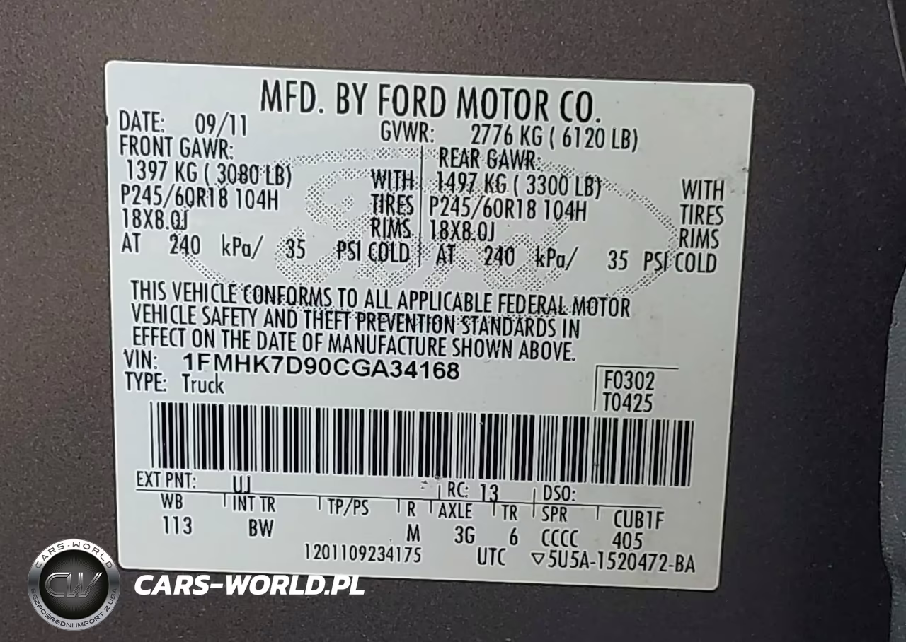 2012 Ford Explorer Xlt VIN:1FMHK7D90CGA34168 - 9