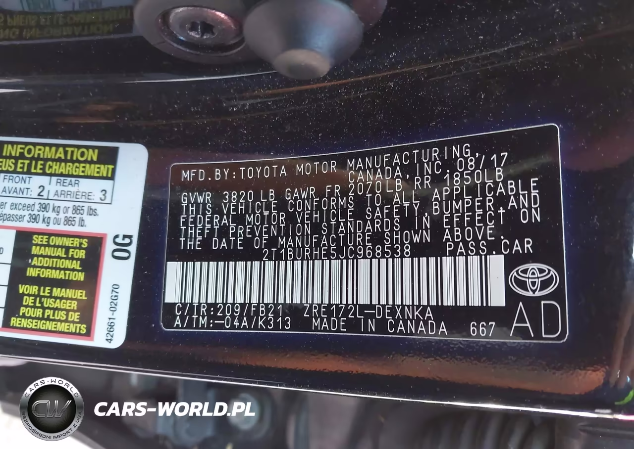 2018 Toyota Corolla Le VIN:2T1BURHE5JC968538 - 9
