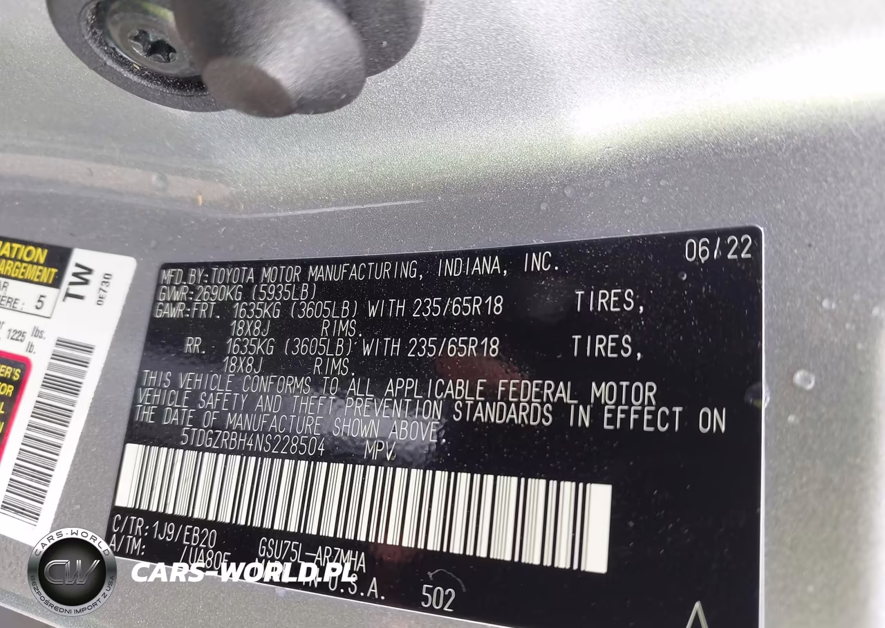 2022 Toyota Highlander Xle VIN:5TDGZRBH4NS228504 - 9