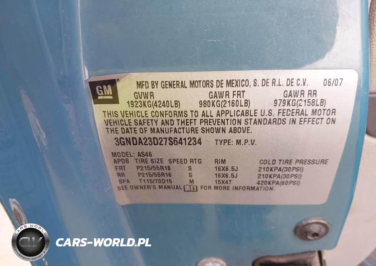 2007 Chevrolet Hhr Lt VIN:3GNDA23D27S641234 - 9