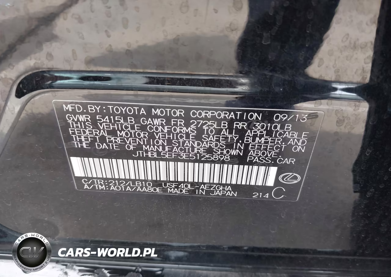 2014 Lexus Ls 460 VIN:JTHBL5EF3E5125898 - 9